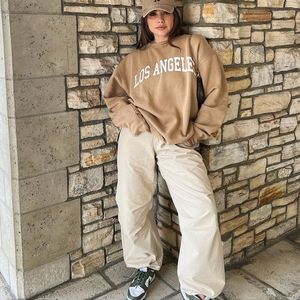 Khaki parachute pants